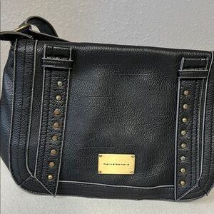 Harve Benard Black Shoulder Bag with Studded Detailing